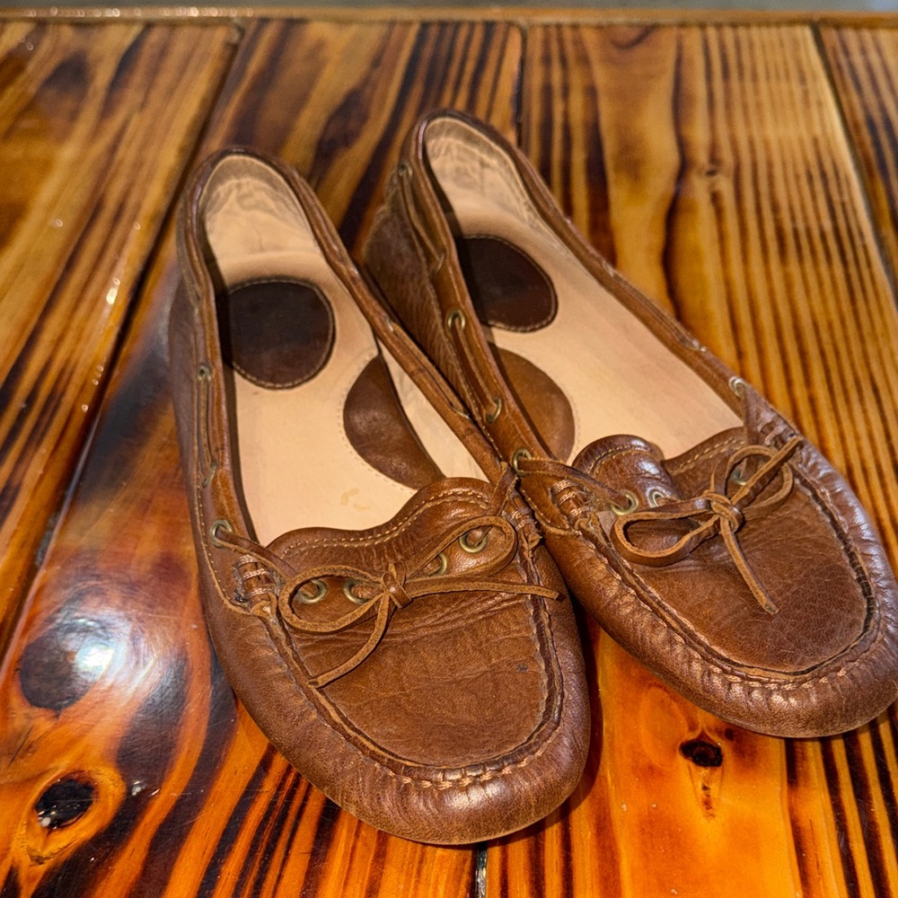 Frye Brown Leather Moccasin Flats